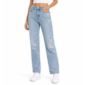 Levi's 724 High Rise Straight Crop Jeans Women 27 Light Wash Distressed Casual